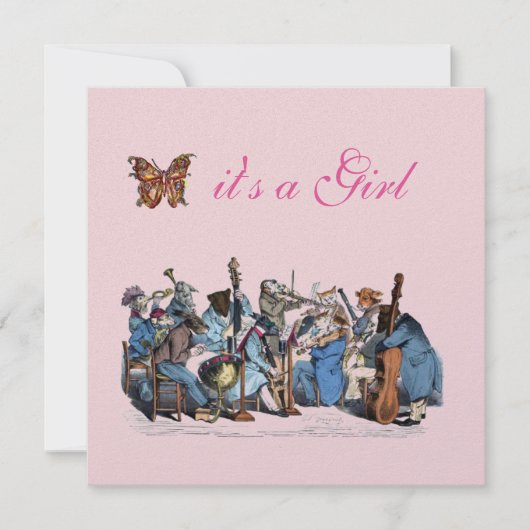 INVITATION ORCHESTRE DE FERME D'ANIMAUX BABY SHOWER DE FILLES (Devant)