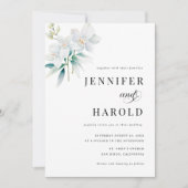 Invitation Orchid Floral Minimal Plain All in One Wedding (Devant)
