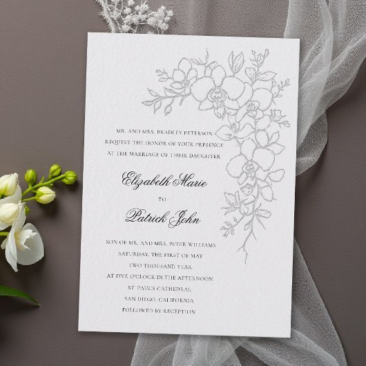 Invitation Orchid Gleam Formal Traditional Ivory Wedding