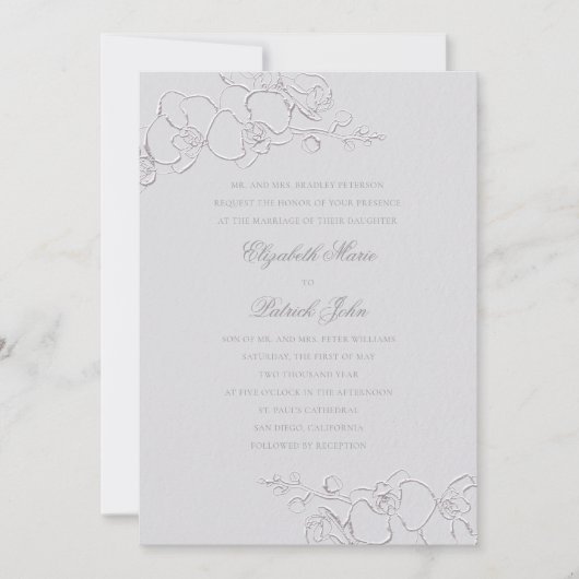Invitation Orchid intemporel Faux ivoire Classique Mariage of (Devant)