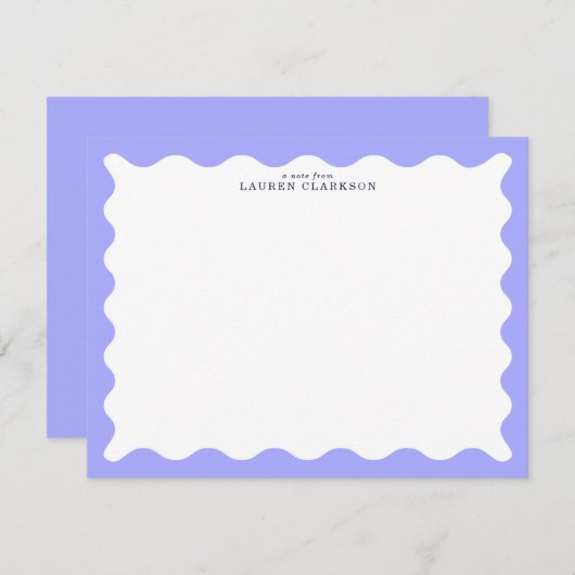 Invitation Orchid Purple Wavy Frame Note Card (Devant / Derrière)