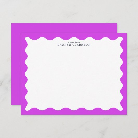 Invitation Orchid Purple Wavy Frame Note Card (Devant / Derrière)