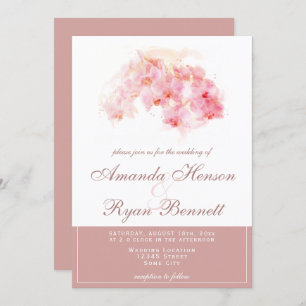 Invitation Orchidée Aquarelle Terracotta Fleur Mariage Floral