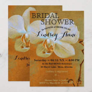 Invitation Orchidée aux teintes orange personnalisée