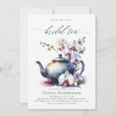 Invitation Orchidée blanche Classique moderne Thé nuptiale Do (Devant)