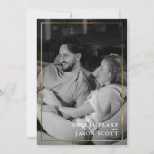 Invitation Orchidée blanche en noir | Cadre Or | Mariage phot (Dos)