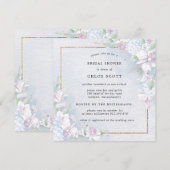 Invitation Orchidée blanche Fête des mariées d'aquarelle bleu (Devant / Derrière)