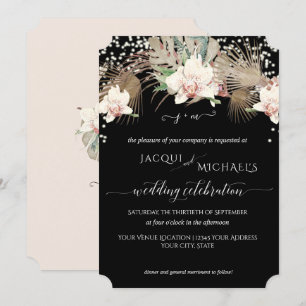 Invitation Orchidée Blanche Moderne Brillante Florale Bohème