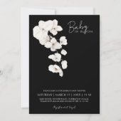 Invitation Orchidée blanche noire moderne bébé en fleurs (Devant)