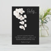Invitation Orchidée blanche noire moderne bébé en fleurs (Debout devant)