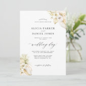 Invitation Orchidée blanche pampa tropicale herbe mariage élé (Debout devant)