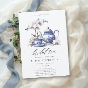 Invitation Orchidée Blanche Toile de Hampton Chic Mariage Thé