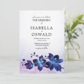Invitation Orchidée bleue et mariage violet (Debout devant)