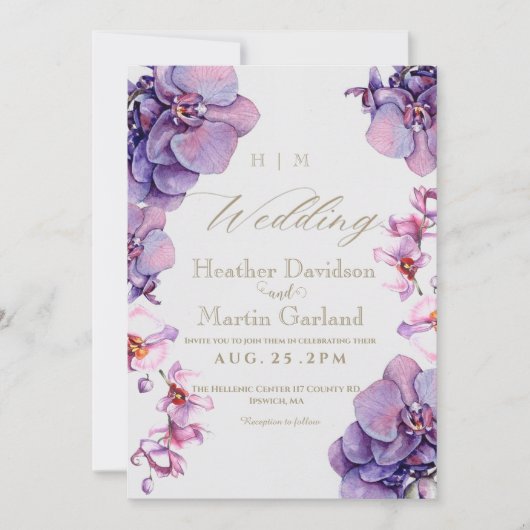 Invitation Orchidée Boho Élégant Mariage de fleurs de jardin (Devant)