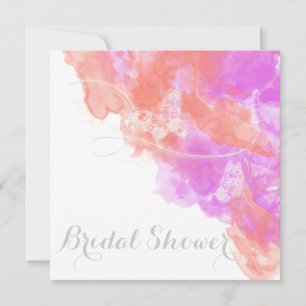 Invitation Orchidée corail Aquarelle Fête des mariées papillo