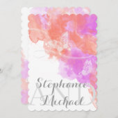 Invitation Orchidée corail Aquarelle Papillon Mariage Bliss (Devant / Derrière)