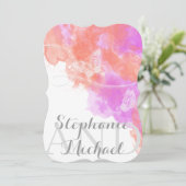 Invitation Orchidée corail Aquarelle Papillon Mariage Bliss (Debout devant)