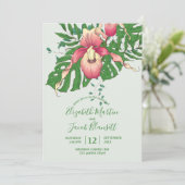 Invitation Orchidée Cypripedium Rose/Jaune Mariage Vert (Debout devant)