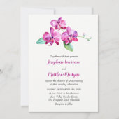 Invitation Orchidée d'aquarelle violette Élégant Mariage flor (Devant)