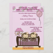 Invitation ORCHIDÉE de huche d'invitation de baby shower de (Devant / Derrière)