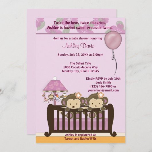 Invitation ORCHIDÉE de huche d'invitation de baby shower de (Devant / Derrière)