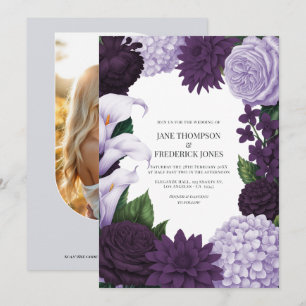 Invitation Orchidée de minuit, Aubergine velours & Mauve brum