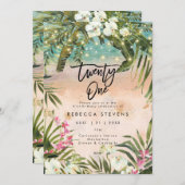 Invitation orchidée de plage tropicale 50 cinquante anniversa (Devant / Derrière)