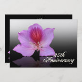 Invitation Orchidée d'invitation du 25e anniversaire sur noir (Devant / Derrière)