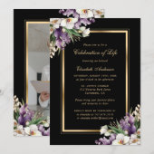 Invitation Orchidée d'or noir Fête de la vie Photo (Devant / Derrière)