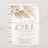 Invitation Orchidée du désert Boho Pampas Baby shower en herb (Devant / Derrière)