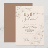 Invitation Orchidée élégante blanche Fleurir Shower de bébé f (Devant / Derrière)