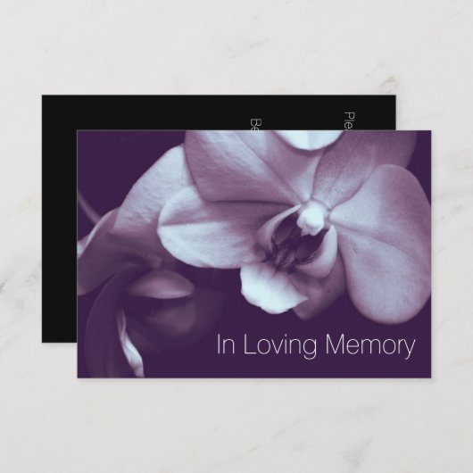 Invitation Orchidée en mémoire amoureuse violet Célébration d (Devant / Derrière)