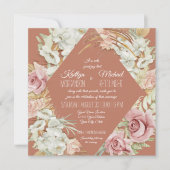 Invitation Orchidée Floral Terracotta Pampas Palm Feuillage (Devant)