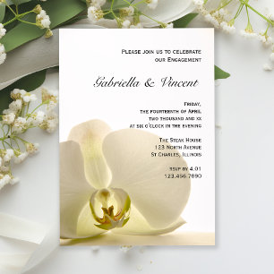 Invitation Orchidée Flower sur la White Engagement Party