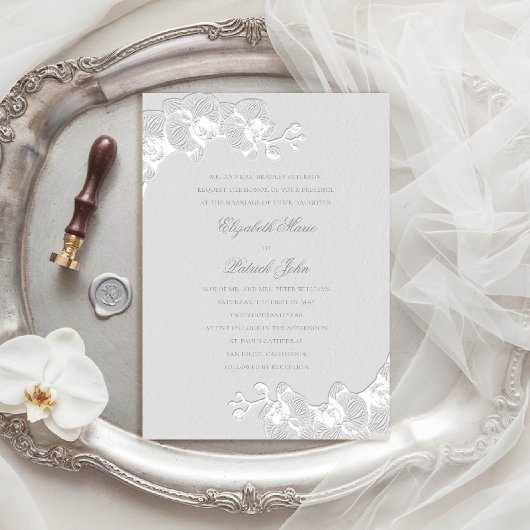 Invitation Orchidée Heirloom Faux ivoire Classique Mariage of