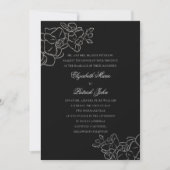 Invitation Orchidée Hirloom noir blanc Formal Mariage classiq (Devant)
