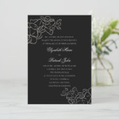 Invitation Orchidée Hirloom noir blanc Formal Mariage classiq (Debout devant)