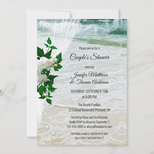 Invitation Orchidée Lace Beach Bridal Couple Douche Invitatio (Devant)