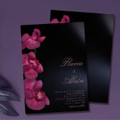 Invitation Orchidée pourpre Moody Dark Calligraphy Mariage ch