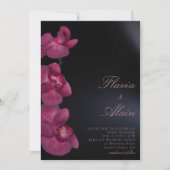Invitation Orchidée pourpre Moody Dark Calligraphy Mariage ch (Devant)
