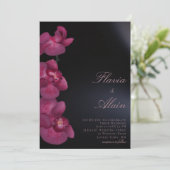 Invitation Orchidée pourpre Moody Dark Calligraphy Mariage ch (Debout devant)