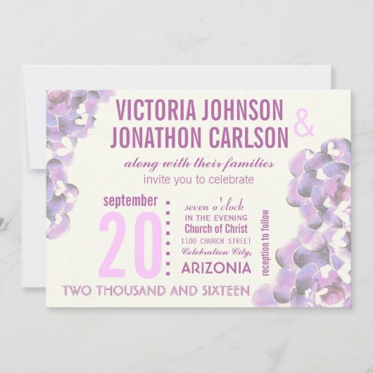 Invitation Orchidée rayonnante Succulente Mariage de typograp (Devant)