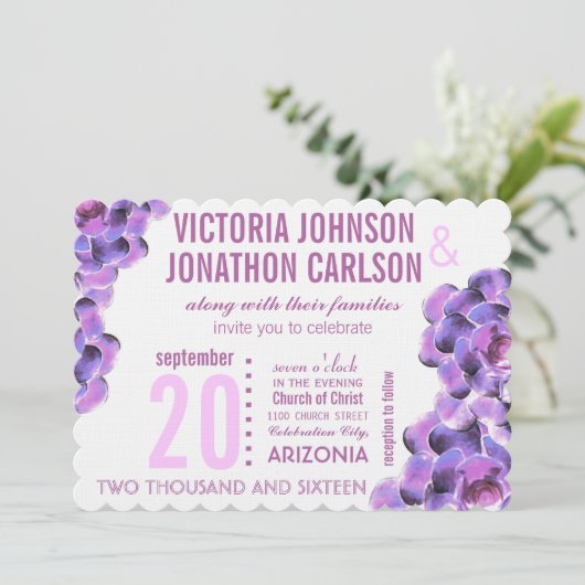 Invitation Orchidée rayonnante Succulente Mariage de typograp (Debout devant)