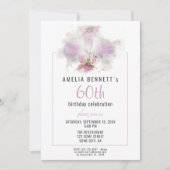 Invitation Orchidée rose Aquarelle Florale 60e anniversaire (Devant)