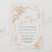 Invitation Orchidée rose blanche Pampas Grass Quinceañera (Devant / Derrière)