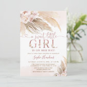 Invitation Orchidée rose Boho Pampas Grass Girl Baby shower (Debout devant)
