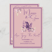 Invitation Orchidée rose et lavande Enregistrer la date (Devant / Derrière)