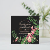 Invitation Orchidée rose Lady Slipper sur Mariage virtuel noi (Debout devant)