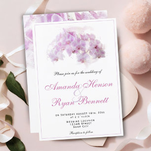 Invitation Orchidée Rose Peinture à l'Eau Fleur Floral Mariag