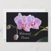 Invitation Orchidée rose sur le Mariage noir Dîner de répétit (Devant)